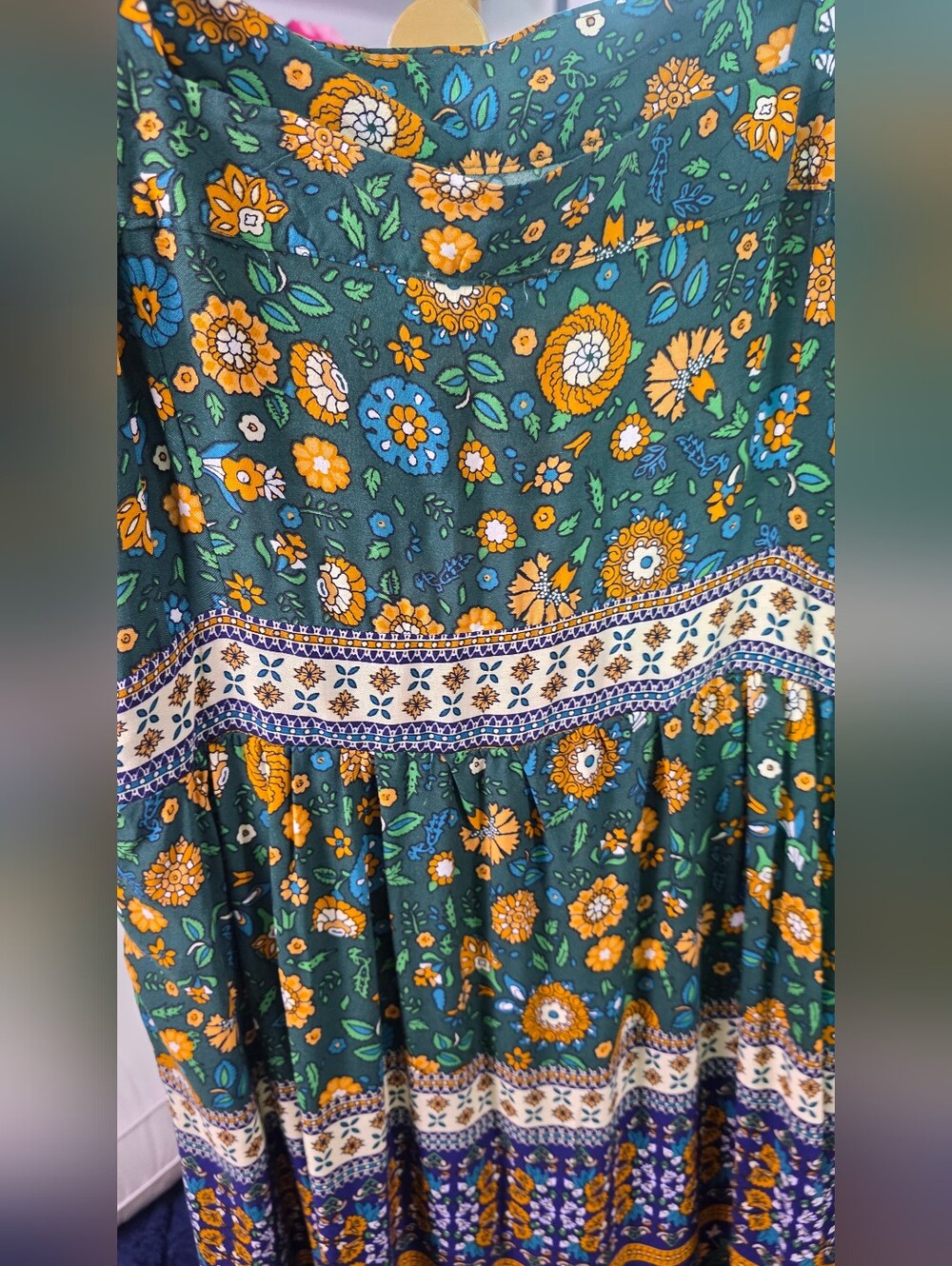 Floral Tiered Sundress in Teal and Navy - Picture 7 of 8